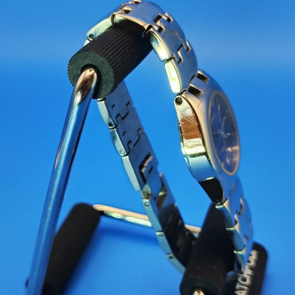 Vintage 2002 Fossil Emerald Blue Dial‎ 28mm Women's Quartz Watch Fully Restored